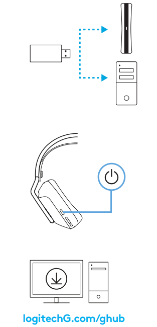 Logitech G G535 LightSpeed Wireless Gaming Headset-SETUP INSTRUCTIONS