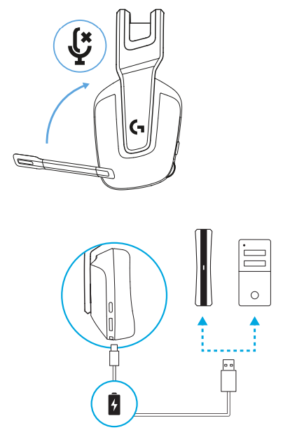 Logitech G G535 LightSpeed Wireless Gaming Headset-SETUP INSTRUCTIONS B