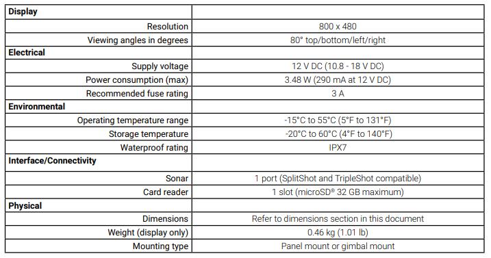 Lowrance Eagle 5 Fishfinder and Chartplotter-specs