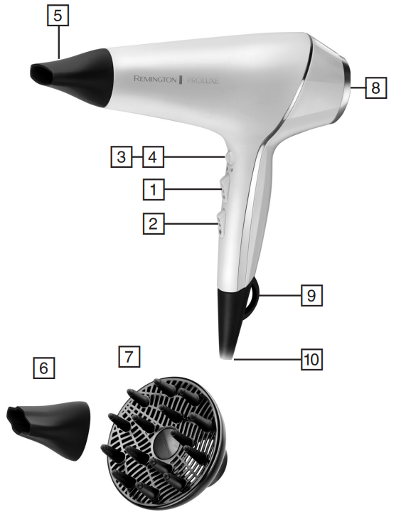 Remington AC9140 PRO-Luxe Dryer-PARTS