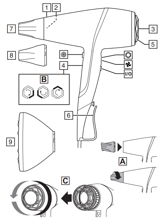 Remington AC9800 Proluxe You Adaptive Hairdryer-PARTS
