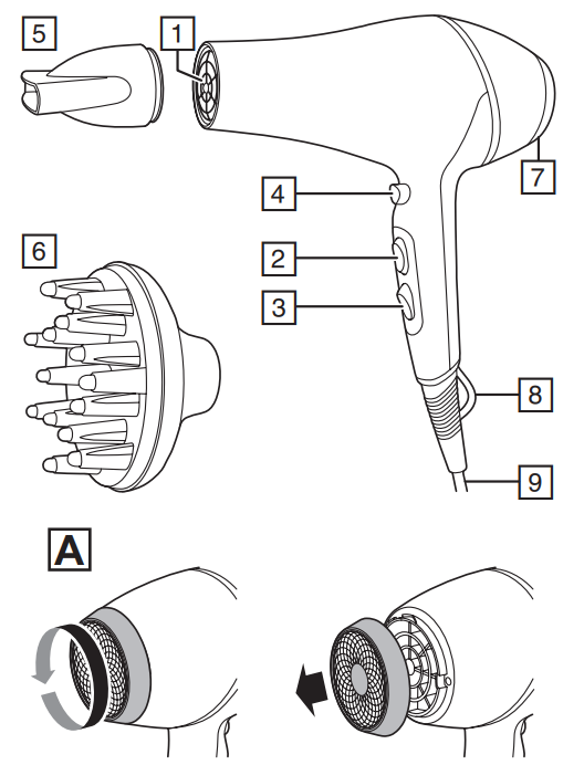 Remington AC5700 Copper Radiance AC Hairdryer-PARTS