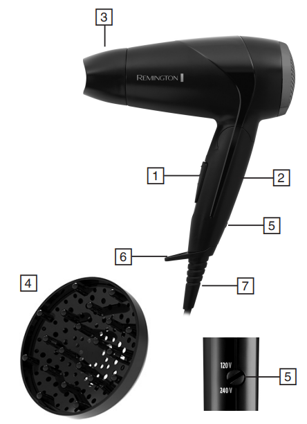 Remington Travel Dryer D1500-PRODUCT-A
