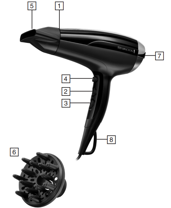 Remington PRO-Air Shine D5215 Hair Dryer-PARTS